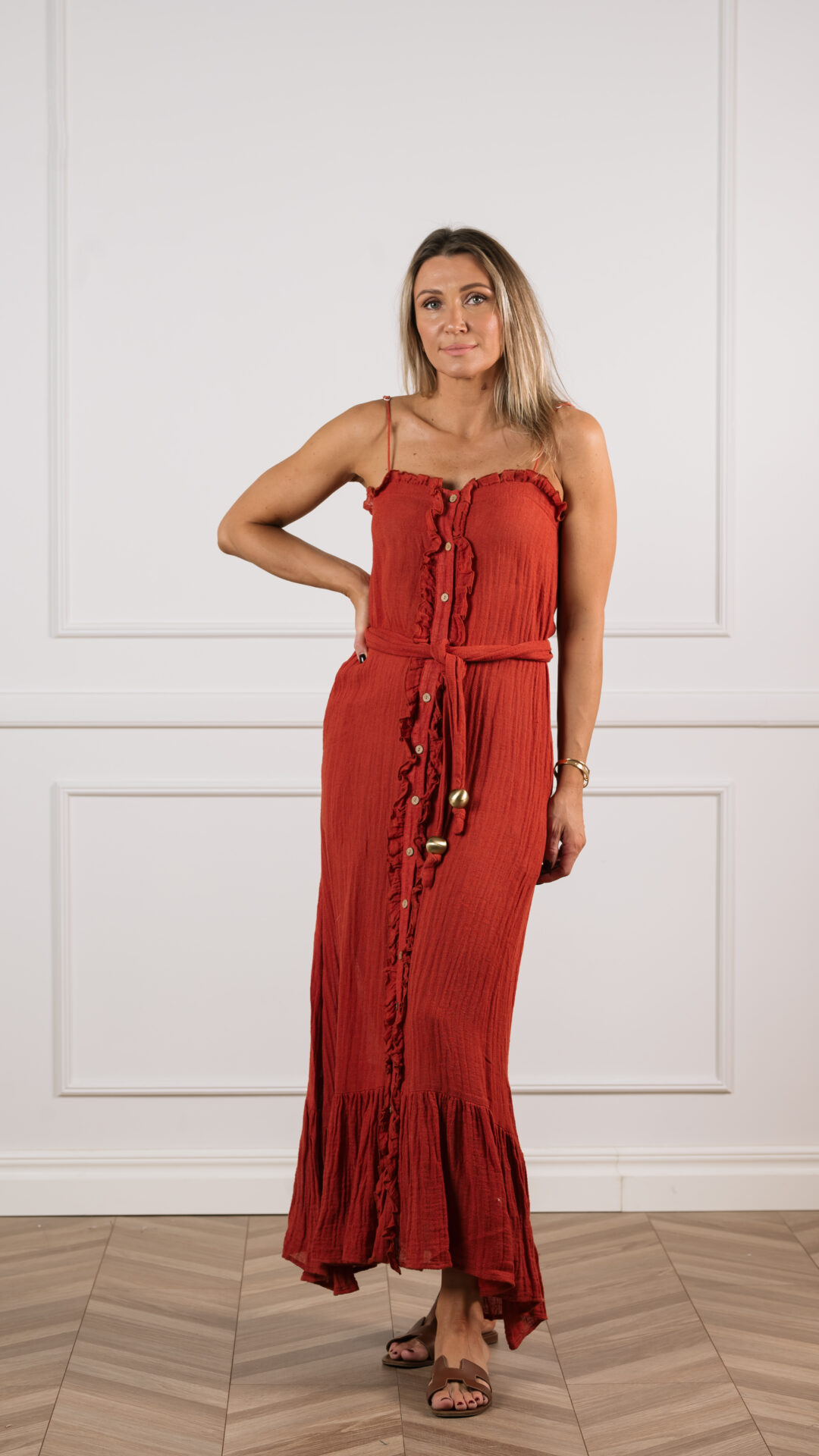 Marie Terracotta maxi-kleit